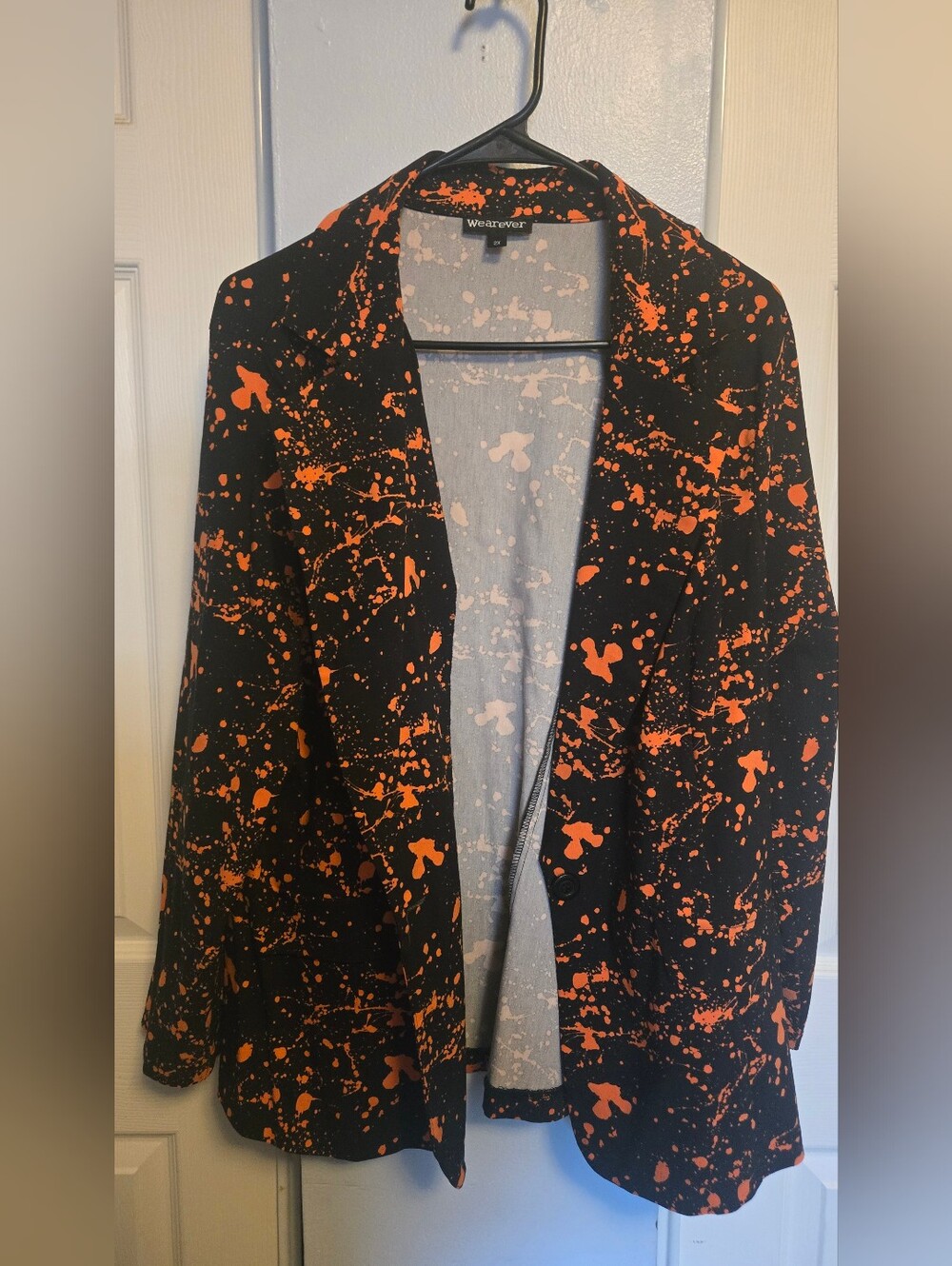 Black Blazer with Orange Paint-Splash Print - Picture 8 of 8